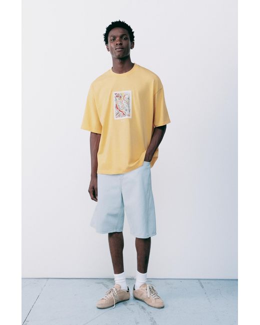 Pull&Bear Multicolor Relaxed Fit Embroidered T-Shirt for men