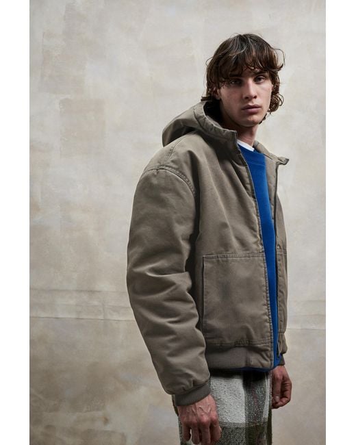Pull&Bear Gray Washed Effect Hooded Jacket for men