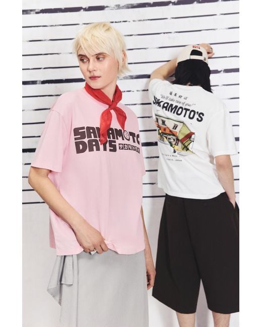 Pull&Bear Pink Sakamoto Days T-Shirt