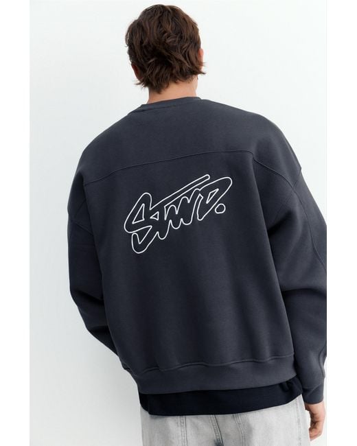 Pull&Bear Blue Stwd Boxy Sweatshirt for men