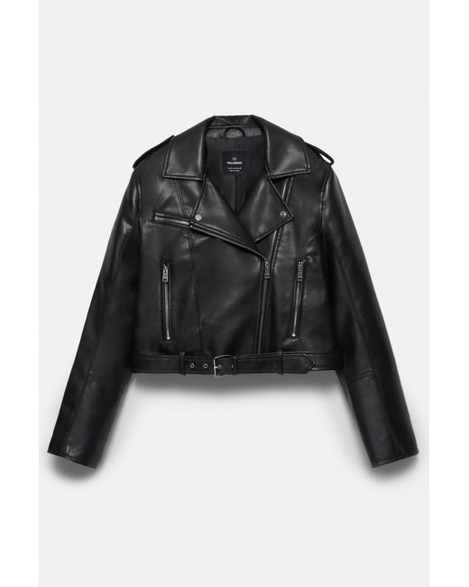 Pull&Bear Black Faux Leather Biker Jacket