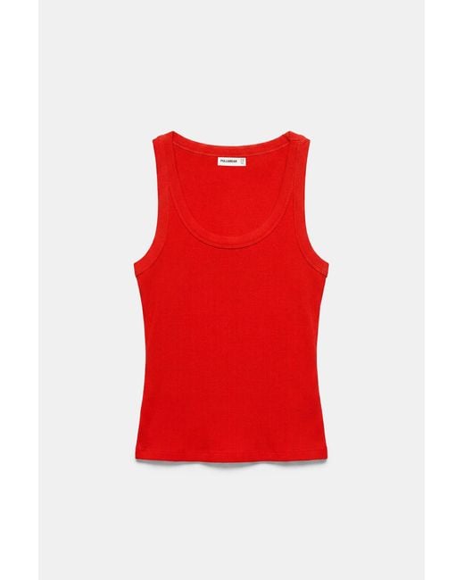 Pull&Bear Red Basic Tank Top
