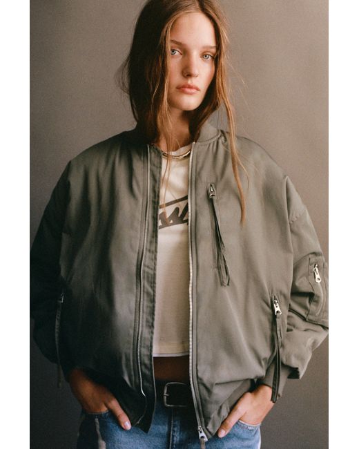 Pull&Bear Brown Oversize Bomber Jacket