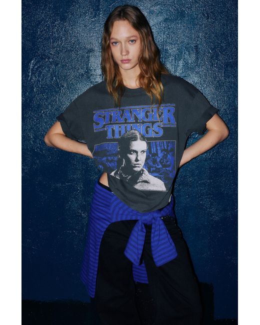 Pull&Bear Blue Stranger Things Eleven T-Shirt