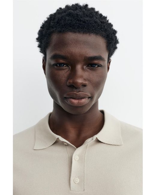 Pull&Bear Blue Short Sleeve Knit Polo Shirt for men