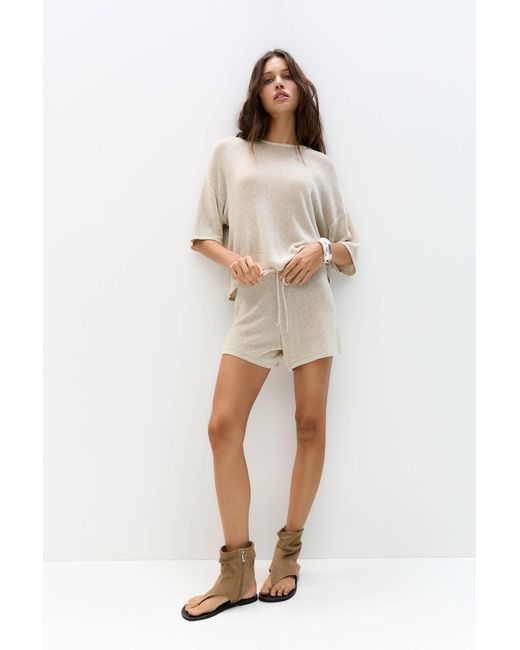 Pull&Bear Natural Rustic Short Sleeve Jumper