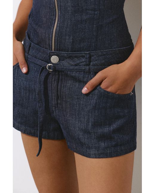 Pull&Bear Brown Denim Shorts With Belt