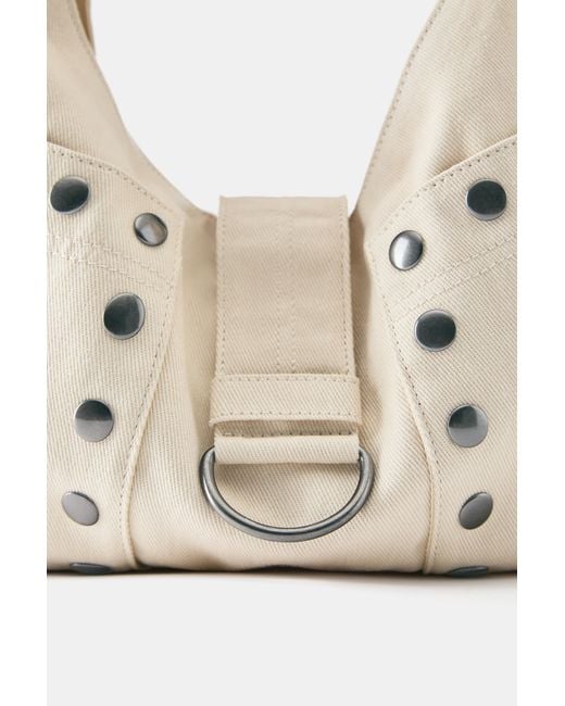 Pull&Bear Natural Studded Shoulder Bag