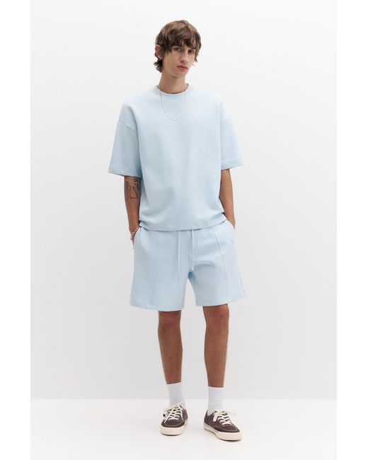 Pull&Bear Blue Interlock Short Sleeve Sweatshirt for men