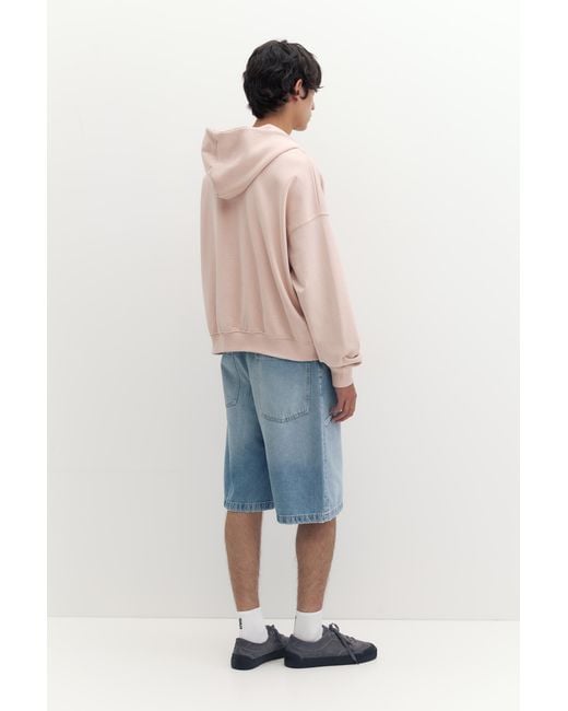 Pull&Bear White Stwd Skater Denim Bermuda Shorts for men