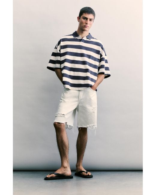 Bermuda En Jean Straight Pull&Bear pour homme en coloris Brown