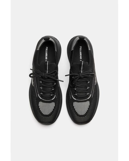 Pull&Bear Black Fabric Trainers for men