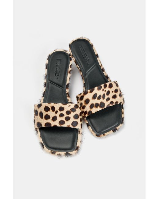 Pull&Bear Black Print Leather Heel Sandals