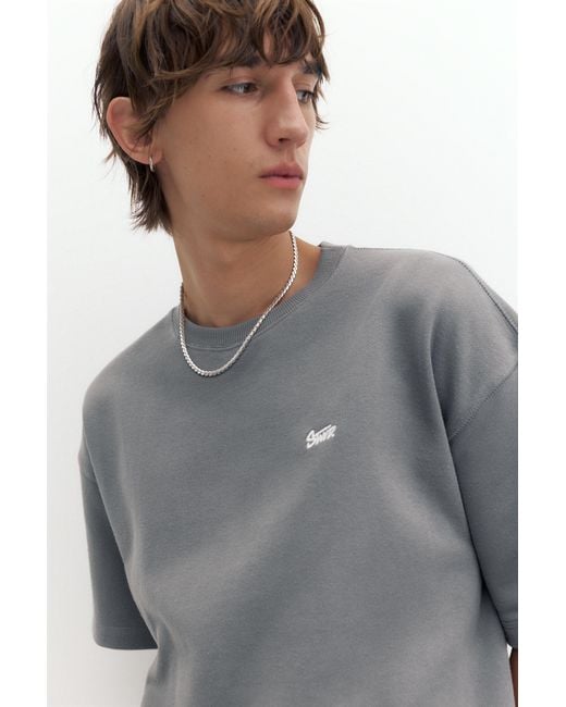 Pull&Bear Gray Short Sleeve Logo Sweatshirt for men