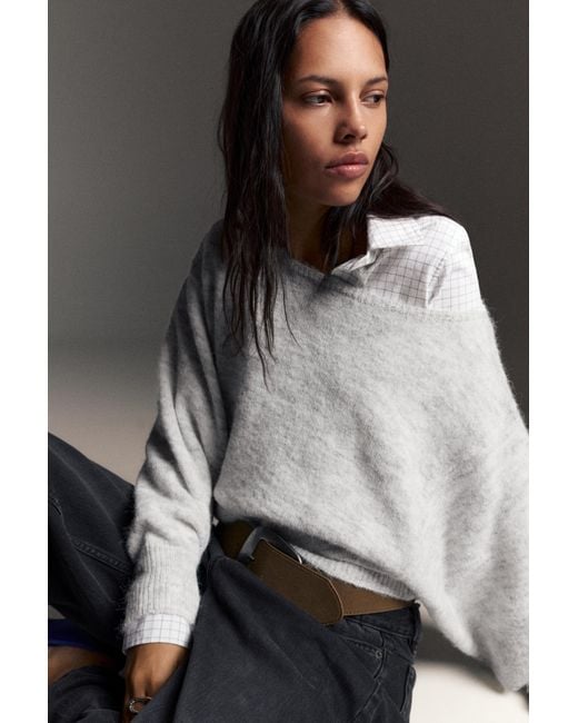 Pull&Bear Gray Asymmetric Knit Jumper