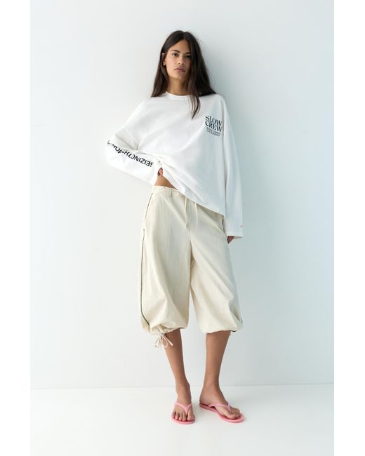Pull&Bear Black Long Sleeve Graphic T-Shirt