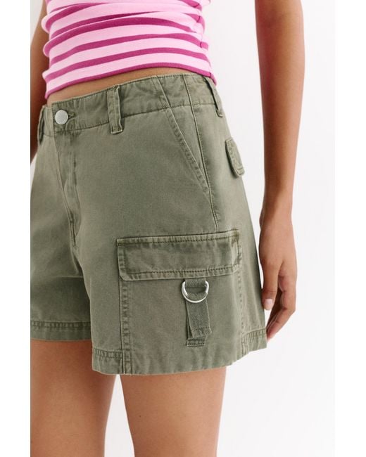 Pull&Bear Red Cargo Bermuda Shorts