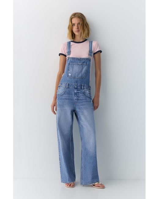Pull&Bear Blue Long Denim Overalls