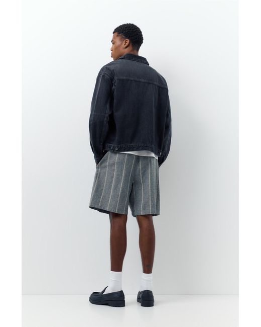 Pull&Bear Blue Linen Blend Jogger Bermuda Shorts for men