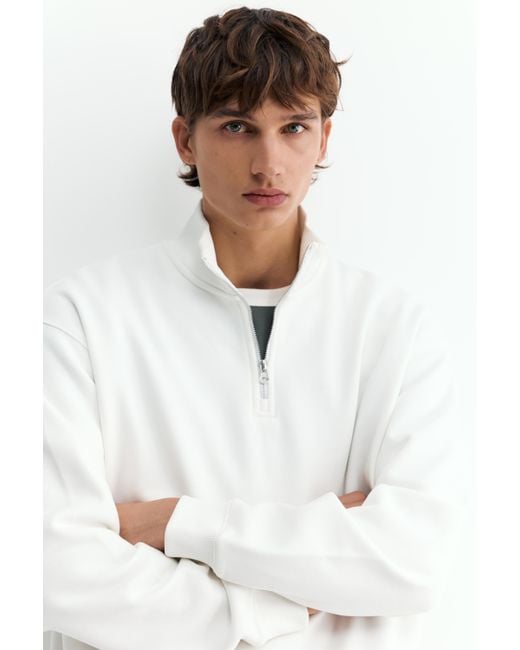 Pull&Bear White Quarter-Zip Sweatshirt for men