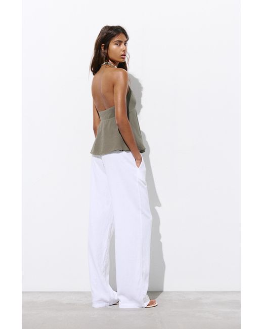Pull&Bear Green Halter Top With Buttons