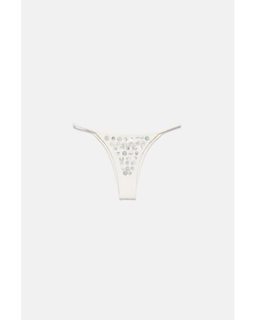 Pull&Bear White Button Bikini Bottoms