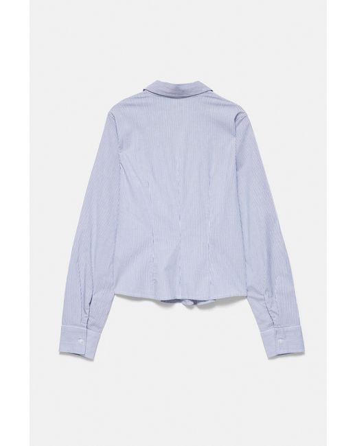 Pull&Bear White Tailliertes Hemd Mit Breiten Manschetten