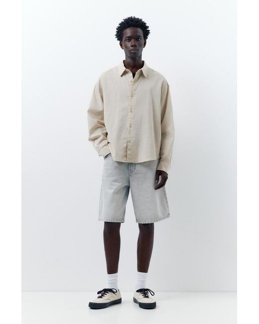 Pull&Bear Linnen Overhemd in het Blue voor heren