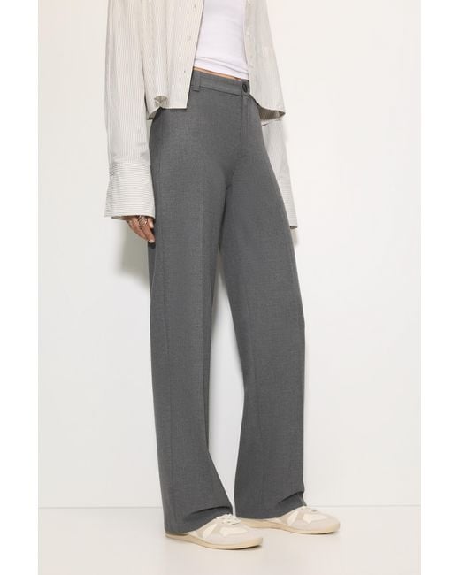 Pull&Bear White Smart High-Waist Straight-Leg Trousers