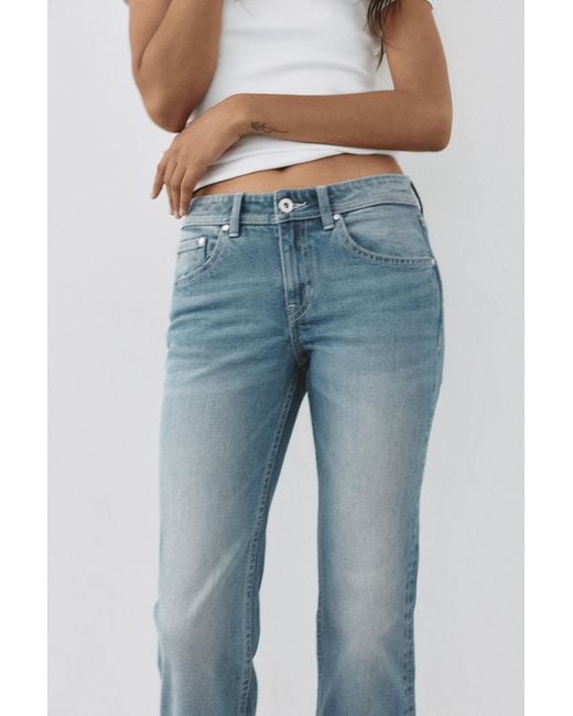 Pull&Bear Blue Low-Rise Boot-Cut Jeans