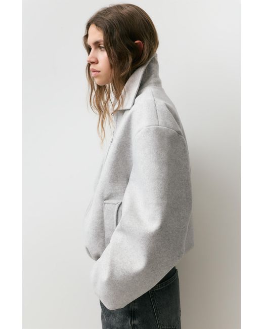 Pull&Bear Gray Soft Cloth Balloon Jacket