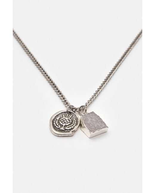 Pull&Bear Blue Double Pendant Necklace for men