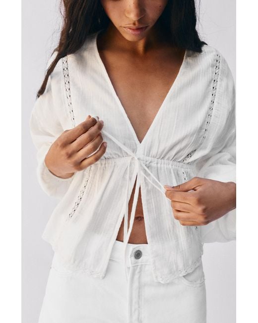 Pull&Bear Gray Embroidered Blouse
