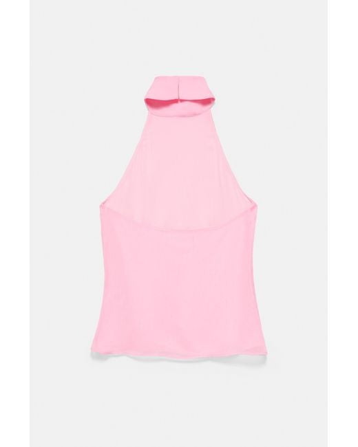 Pull&Bear Soepelvallende Haltertop in het Pink