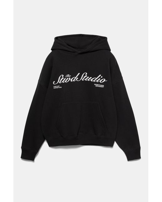 Pull&Bear Black Stwd Studio Hoodie for men