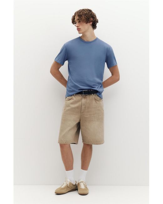 Pull&Bear Blue Slim Fit Basic T-Shirt for men