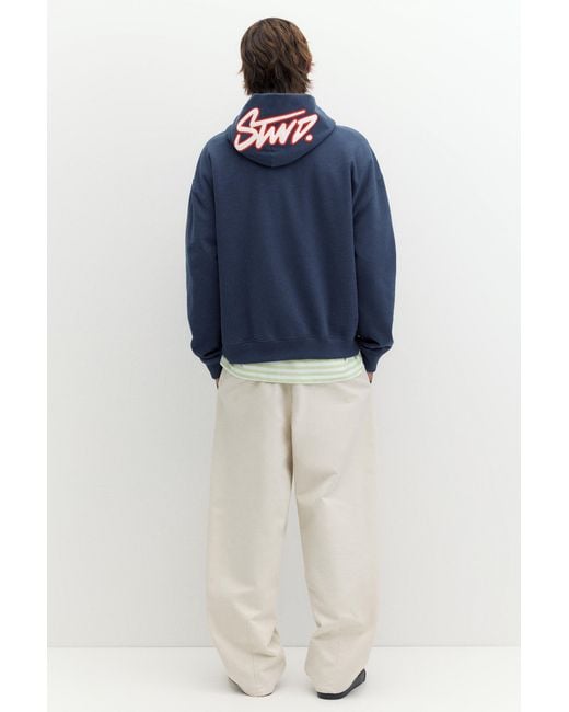 Pull&Bear Blue Stwd Boxy Hoodie for men