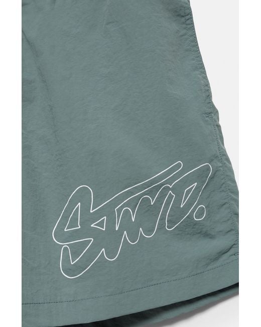 Pull&Bear Green Stwd Board Shorts for men