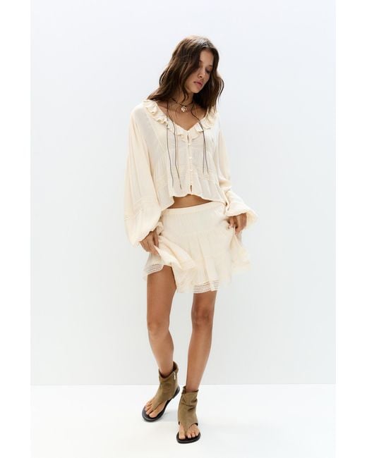 Pull&Bear White Leather Boot-Style Sandals