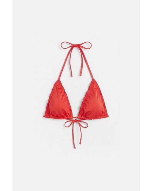 Pull&Bear Red Ruffled Triangle Bikini Top