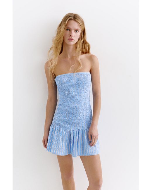 Pull&Bear Blue Short Striped Smock Dress