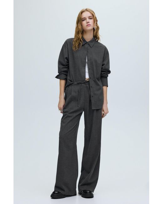 Pull&Bear Gray Pinstripe Shirt