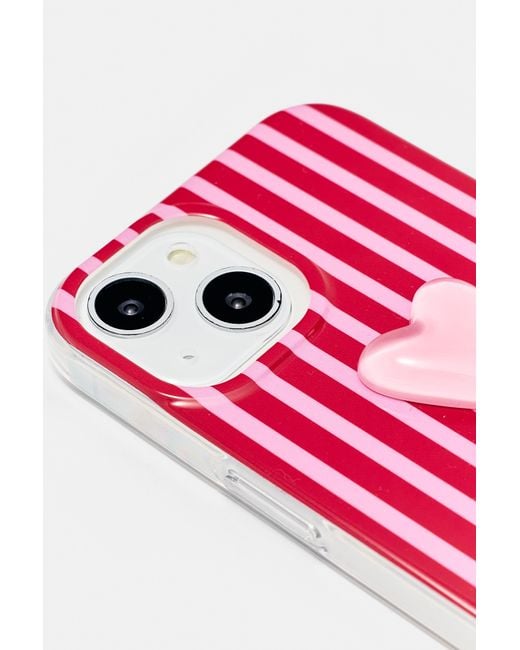 Pull&Bear Pink Striped Heart Iphone Case