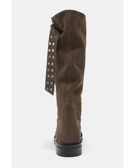 Pull&Bear Brown Tall Leather Buckle Boots