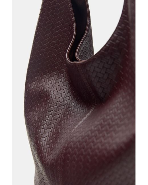 Pull&Bear Purple Woven-Effect Tote Bag