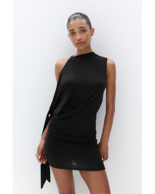 Pull&Bear Blue Short Dress With Knot Detail