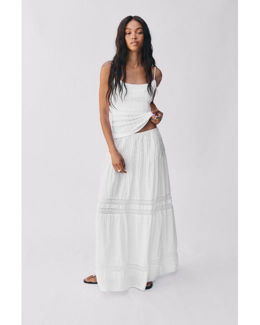 Pull&Bear White Tiered Long Skirt