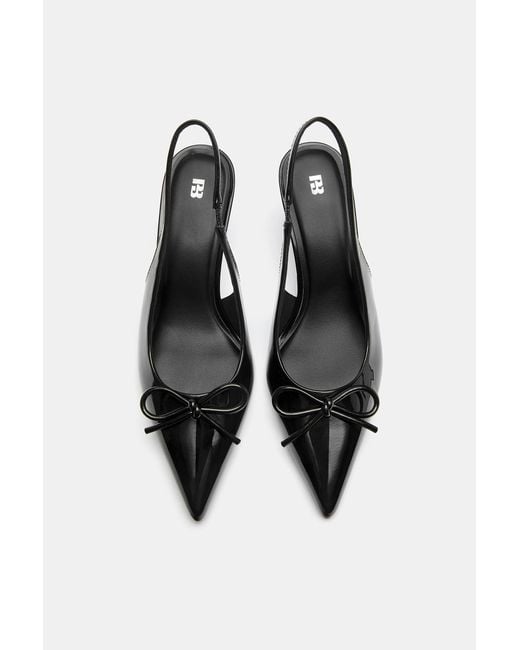 Pull&Bear Blue Lack-Absatzschuhe Mit Schleife