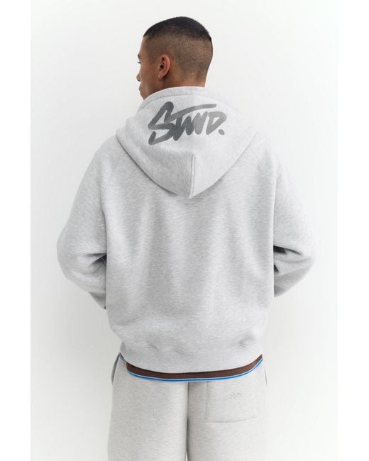 Pull&Bear White Stwd Zip-Up Hoodie for men