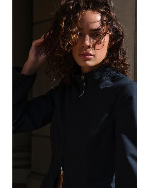 Pull&Bear Blue Fitted High Neck Jacket